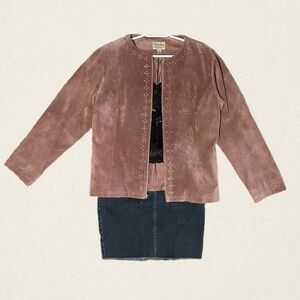 Cabela’s 100% Leather Suede Dusty Pink Zip Up Jacket